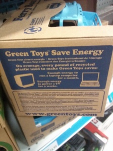 On average, every pound of recycled plastic used to make Green Toys saves enough energy to run a laptop computer for a month or a TV for 3 weeks!